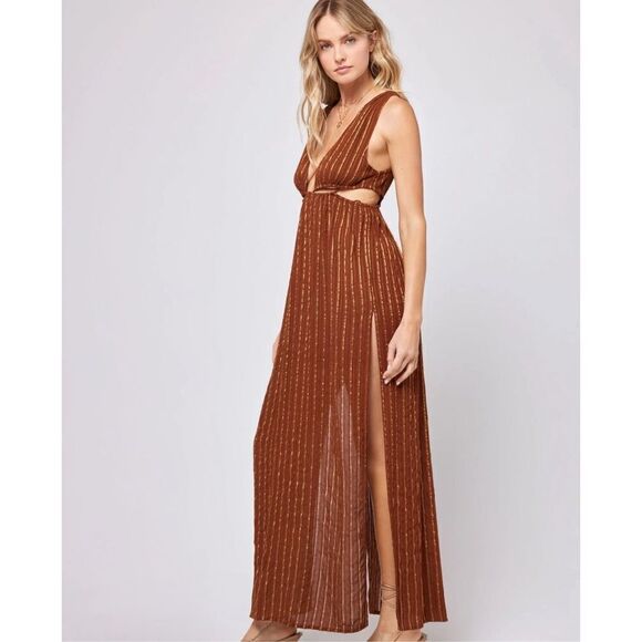 L*Space Rafael Cover-Up Dress Coffee/Gold NWT Size XL SWIM - Picture 10 of 11